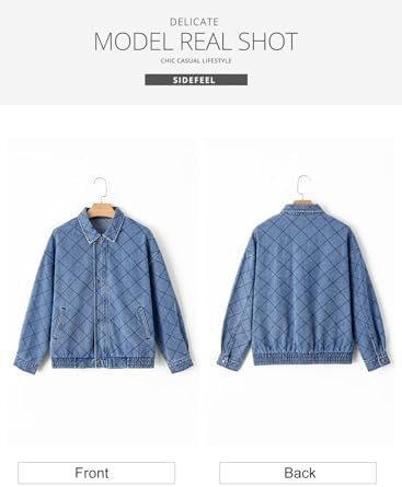 Sidefeel Women's Jean Jacket Long Sleeve Zimbaplatinum Overs...