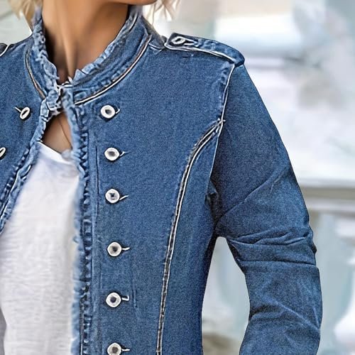 Jean Jackets for Women Trendy Stretch Denim Jacket Button Up...