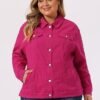 uxcell Women's Plus Size Jean Jacket Stitching Button Front ...