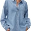 Cicy Bell Womens Oversized Denim Shirts Jackets Button Down ...