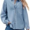 Cicy Bell Womens Oversized Denim Shirts Jackets Button Down ...