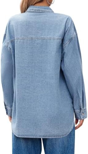 Cicy Bell Womens Oversized Denim Shirts Jackets Button Down ...