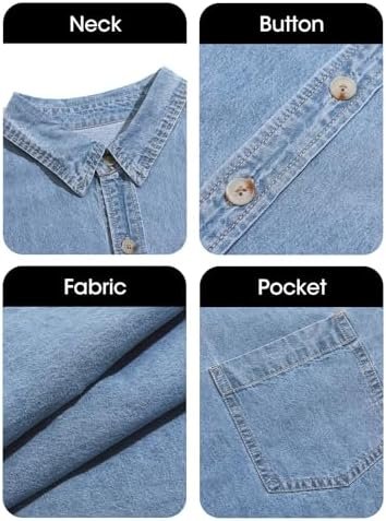 Cicy Bell Womens Oversized Denim Shirts Jackets Button Down ...