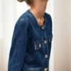 Kedera Jean Jacket Women 2025 Long sleeves Cropped Collarles...