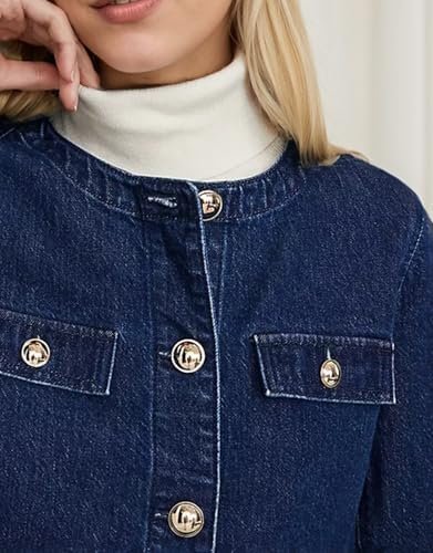Kedera Jean Jacket Women 2025 Long sleeves Cropped Collarles...