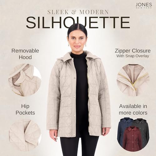 Jones NY Quilted Women's Puffer Jacket Womens Winter Coat wi...