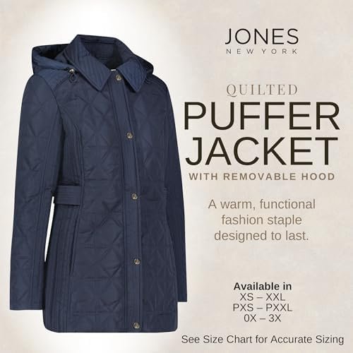 Jones NY Quilted Women's Puffer Jacket Womens Winter Coat wi...