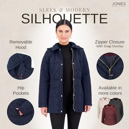 Jones NY Quilted Women's Puffer Jacket Womens Winter Coat wi...