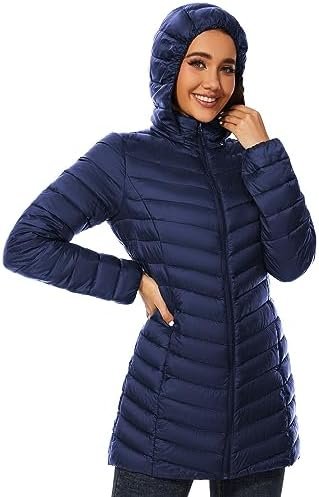 ANOTHER CHOICE Women Puffer Jacket Hooded Warm Lightweight P...