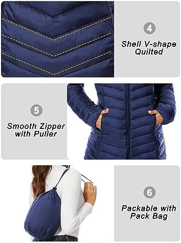 ANOTHER CHOICE Women Puffer Jacket Hooded Warm Lightweight P...
