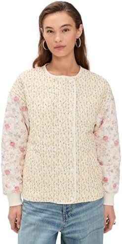Avec Les Filles Women's Collarless Quilted Bomber Jacket Avec Les Filles Women's Collarless Quilted Bomber Jacket