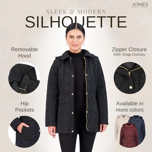Jones NY Quilted Women's Puffer Jacket Womens Winter Coat wi...