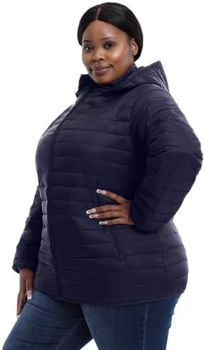 Plus Size Women's Packable Puffer Jacket 1X-6X Water-Resista...