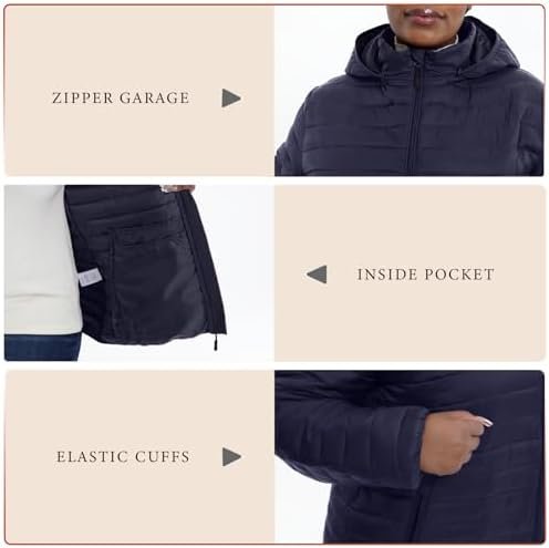 Plus Size Women's Packable Puffer Jacket 1X-6X Water-Resista...