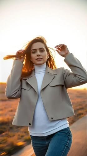 Cropped Leather Jacket Women | Genuine Leather Coat Snap But...