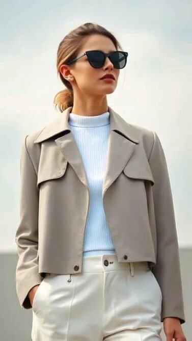 Cropped Leather Jacket Women | Genuine Leather Coat Snap But...