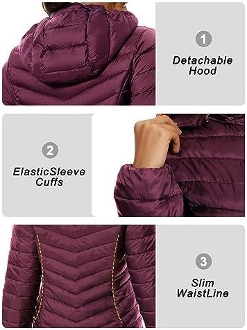 ANOTHER CHOICE Women Puffer Jacket Hooded Warm Lightweight P...