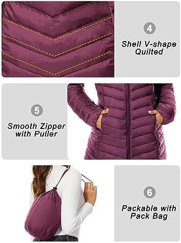 ANOTHER CHOICE Women Puffer Jacket Hooded Warm Lightweight P...