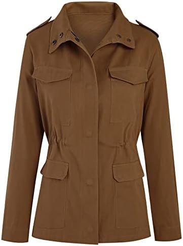 Soulomelody Women Military Anorak Jackets Zip Up Snap Button...