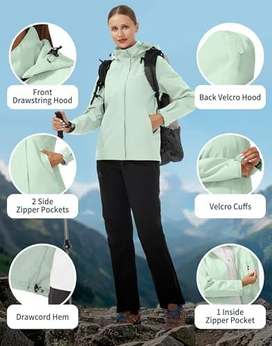 Pioneer Camp Women's Rain Jacket with Hood Waterproof Windbr...