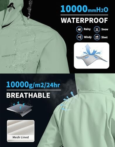 Pioneer Camp Women's Rain Jacket with Hood Waterproof Windbr...