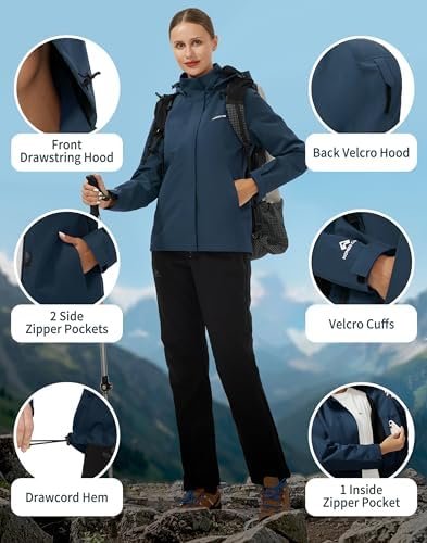 Pioneer Camp Women's Rain Jacket with Hood Waterproof Windbr...