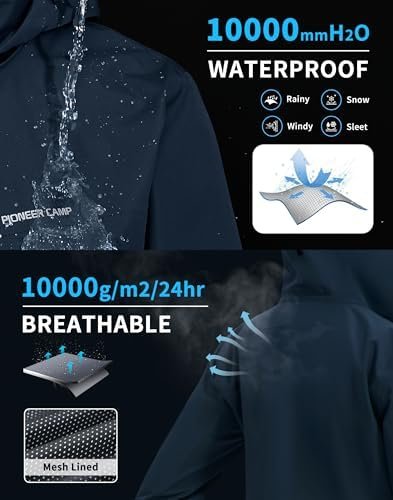 Pioneer Camp Women's Rain Jacket with Hood Waterproof Windbr...