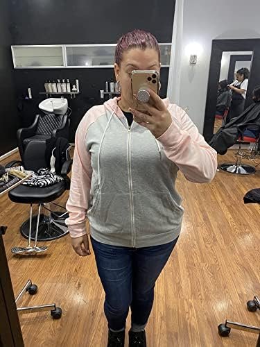 Ezbelle Women's Color Block Zip Up Hoodie Sweatshirt Casual ...