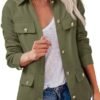 Tankaneo Womens Oversized Casual Shirt Jackets Military Util...