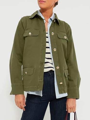 Tankaneo Womens Oversized Casual Shirt Jackets Military Util...
