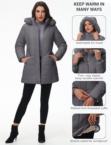 YUCOLEN Womens Winter Parka Coat Warm Thicken Jacket Down Pu...