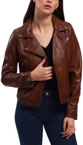 Women's Lamb Leather Jacket Classic Biker Style, Perfecto De... Women's Lamb Leather Jacket Classic Biker Style, Perfecto De...