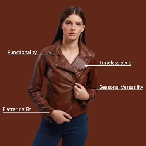 Women's Lamb Leather Jacket Classic Biker Style, Perfecto De...