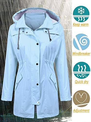 LOMON Raincoat Women Waterproof Long Hooded Trench Coats Lin...