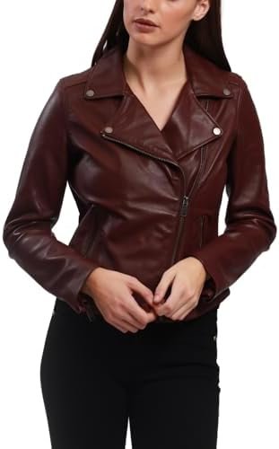 Women's Lamb Leather Jacket Classic Biker Style, Perfecto De...