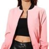 Allegra K Women's Casual Zip Up Bomber Jacket Windbreaker Ou...