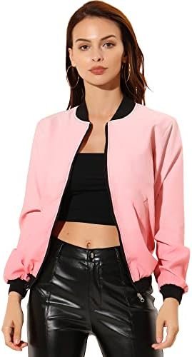 Allegra K Women's Casual Zip Up Bomber Jacket Windbreaker Ou... Allegra K Women's Casual Zip Up Bomber Jacket Windbreaker Ou...