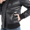 STREGA Womens leather jacket Lambskin Bomber Jacket-detachab...