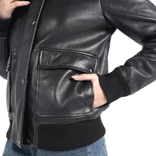 STREGA Womens leather jacket Lambskin Bomber Jacket-detachab...