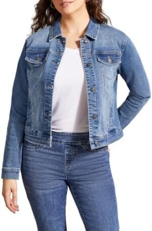 Tribal Women's Classic Cotton Denim Jacket with Pockets Tribal Women's Classic Cotton Denim Jacket with Pockets