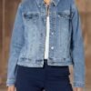 Tribal Women's Classic Cotton Denim Jacket with Pockets