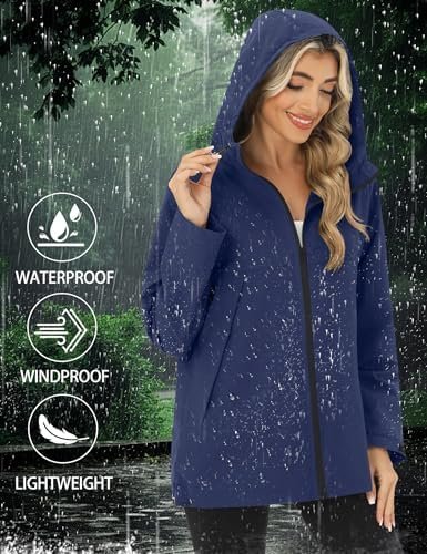 Avoogue Rain Jacket Women Waterproof Lightweight Raincoat Li...