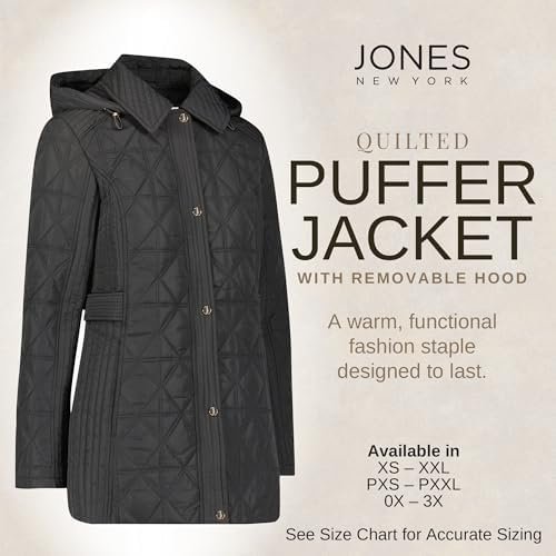 Jones NY Quilted Women's Puffer Jacket Womens Winter Coat wi...