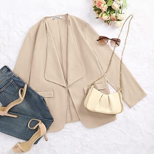 Womens Casual Blazer Jackets Roll Up Long Sleeve Open Front ...