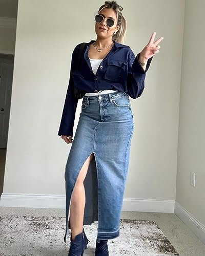 Onedreamer Women's Military Safari Cropped Jackets Button Do...