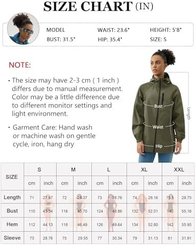 LOMON Lightweight Active Rain Jacket Hooded Water Resistant ...