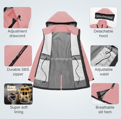 CREATMO US Women's Lightweight Waterproof Long Softshell Tac...