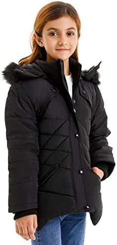 FARVALUE Girls' Winter Coats Fur Hooded Warm Puffer Jacket C...