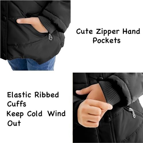 FARVALUE Girls' Winter Coats Fur Hooded Warm Puffer Jacket C...