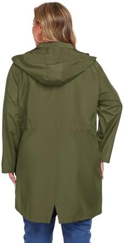 ZOMVA 2025 Plus Size 1X-4X Rain Jacket Coat Long Lightweight...